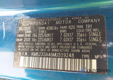 2021 Hyundai Tucson Value from USA, damaged, VIN KM8J33A46MU319248